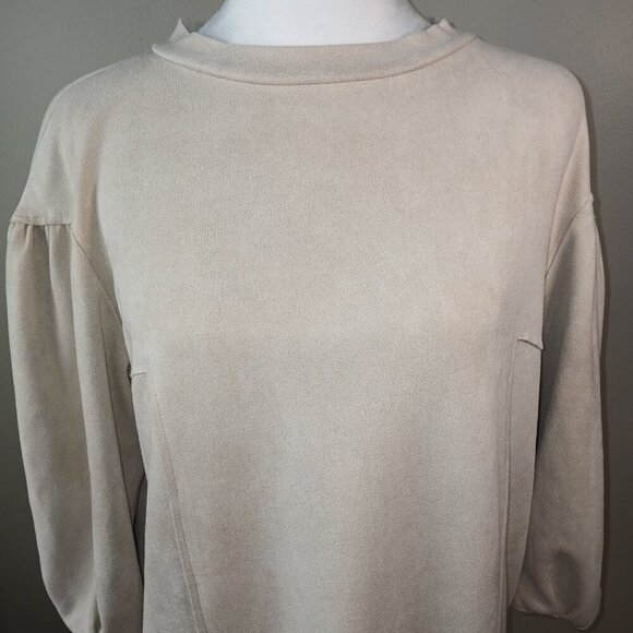 B. ORGINAL BY SHOE FLY, FAUX SUEDE MINI DRESS, CREAM COLOR, SIZE LARGE - Picture 8 of 10